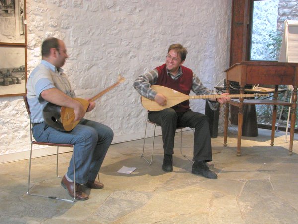 Ali Fuat Aydin and Cenk Guray playing sazi at the Bratsera.