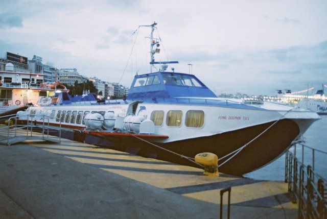Dolphin number 29 waiting at Pireas dock for the 8 AM departure time.