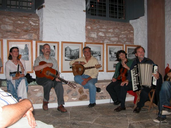 Shadow theatre band, preparing themselves.