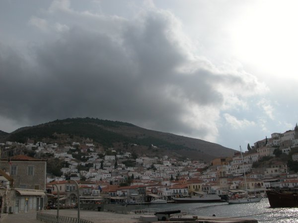 Nasty looking clouds gathering over Hydra!